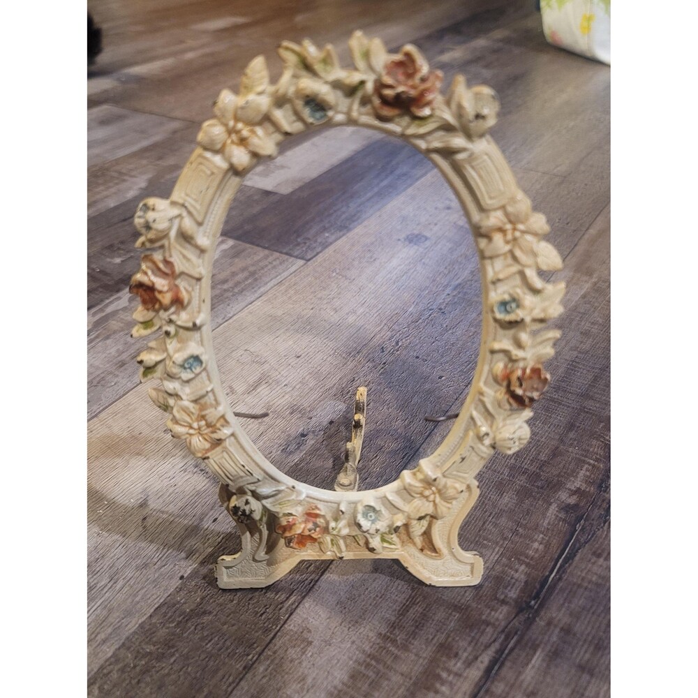 Antique Cast Iron Floral Oval Frame